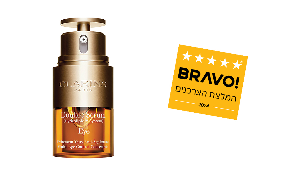 כתבת DOUBLE SERUM EYE של קלרינס במתחם BRAVO באתר ynet